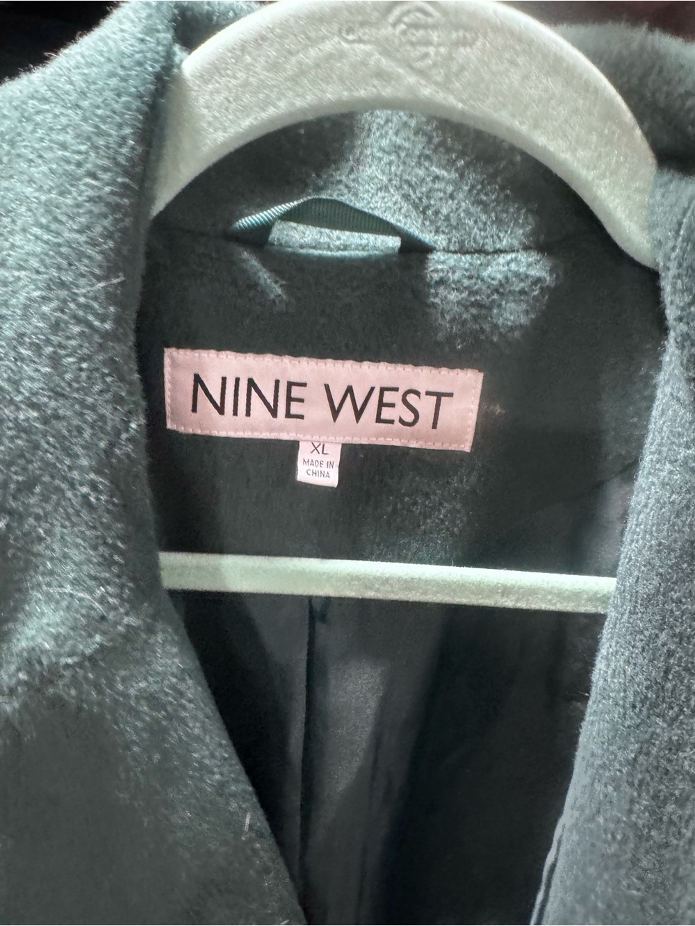 Nine West Long Coat with Classic Collar -Forest Green